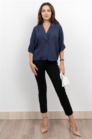 Salaş İnce Keten Viskon Fakir Kol Ceket 8617