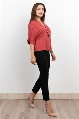 Salaş İnce Keten Viskon Fakir Kol Ceket 8617