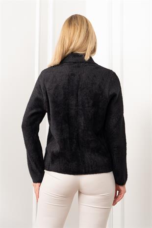 Süs Cep Kapaklı Yün Peluş Ceket Hırka 4560