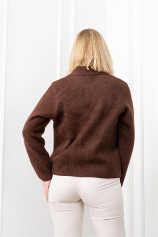 Süs Cep Kapaklı Yün Peluş Ceket Hırka 4560