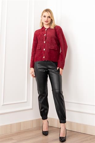 Süs Cep Kapaklı Yün Peluş Ceket Hırka 4560