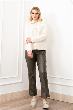 Süs Cep Kapaklı Yün Peluş Ceket Hırka 4560