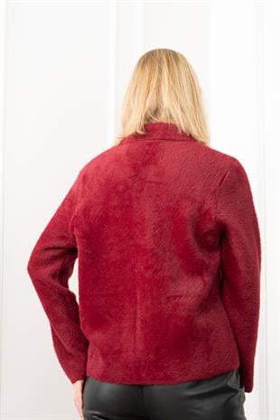 Süs Cep Kapaklı Yün Peluş Ceket Hırka 4560