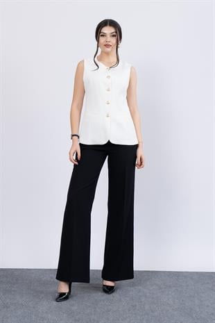 Süs Cepli İçi Astarlı Yuvarlak Yaka Yelek 9126