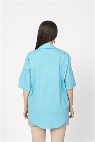 Taş Baskılı Uzun Viskon Gömlek 70035