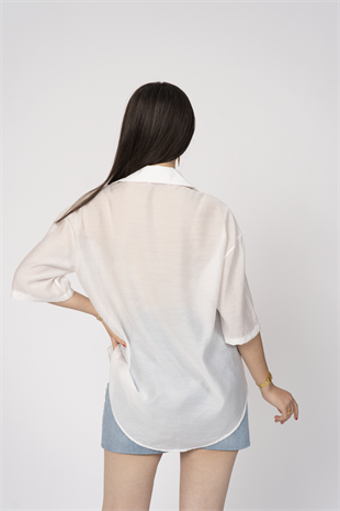 Taş Baskılı Uzun Viskon Gömlek 70035