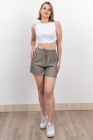 Tek Cepli Beli Lastikli Kısa Kontes Şort 30279