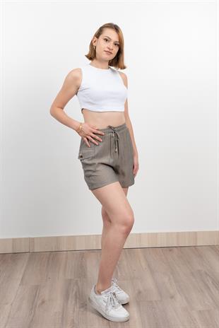 Tek Cepli Beli Lastikli Kısa Kontes Şort 30279