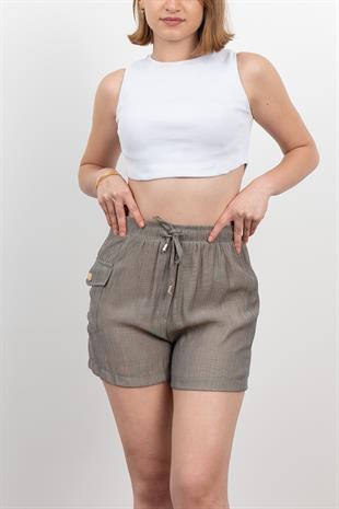 Tek Cepli Beli Lastikli Kısa Kontes Şort 30279