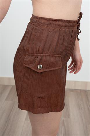 Tek Cepli Beli Lastikli Kısa Kontes Şort 30279