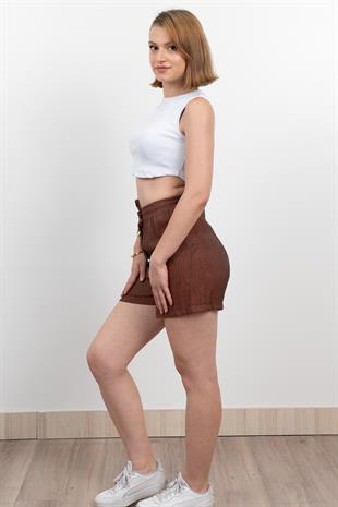Tek Cepli Beli Lastikli Kısa Kontes Şort 30279