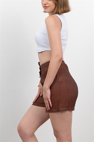 Tek Cepli Beli Lastikli Kısa Kontes Şort 30279