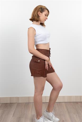 Tek Cepli Beli Lastikli Kısa Kontes Şort 30279