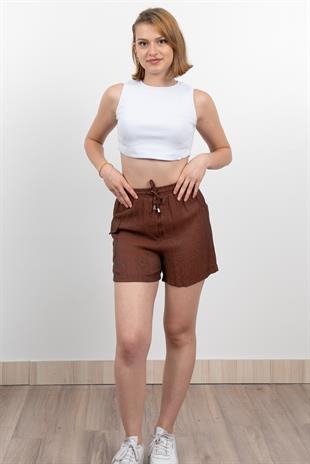 Tek Cepli Beli Lastikli Kısa Kontes Şort 30279