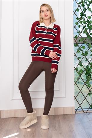 Trend Model Çizgili Polo Basic Triko 34101