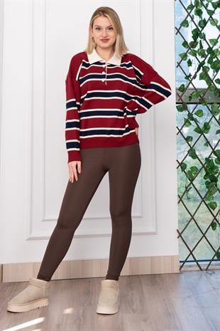 Trend Model Çizgili Polo Basic Triko 34101