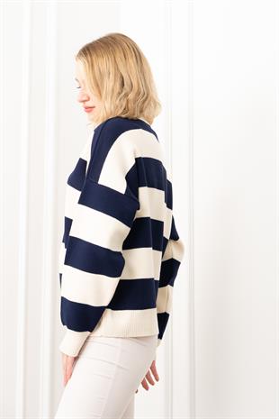 Trend Model Çizgili Triko Kazak 7250