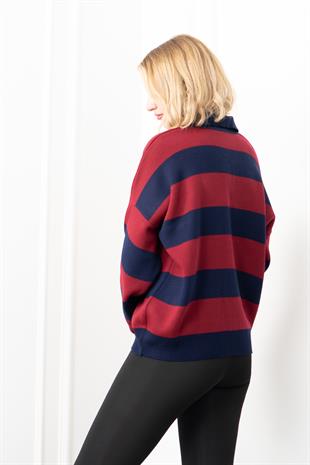 Trend Model Çizgili Triko Kazak 7250