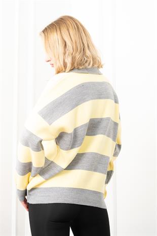 Trend Model Çizgili Triko Kazak 7250