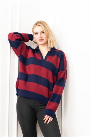 Trend Model Çizgili Triko Kazak 7250