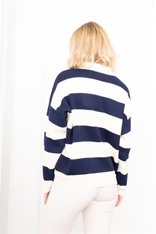 Trend Model Çizgili Triko Kazak 7250