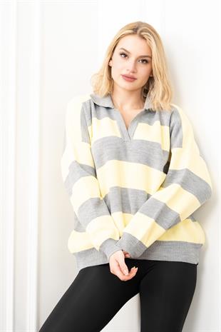 Trend Model Çizgili Triko Kazak 7250