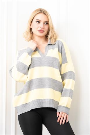 Trend Model Çizgili Triko Kazak 7250