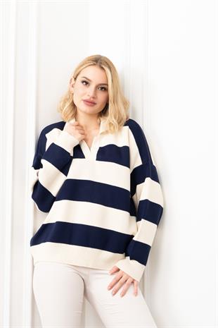 Trend Model Çizgili Triko Kazak 7250