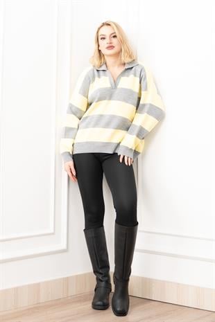 Trend Model Çizgili Triko Kazak 7250