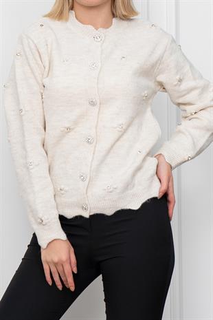 Trend Model Taşlı Yumoş Triko Hırka 25508