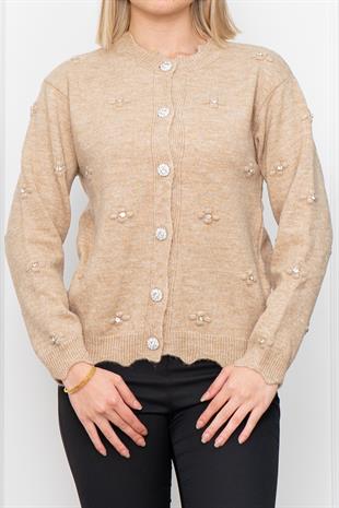 Trend Model Taşlı Yumoş Triko Hırka 25508