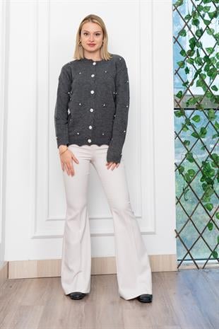 Trend Model Taşlı Yumoş Triko Hırka 25508