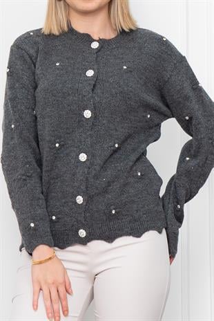 Trend Model Taşlı Yumoş Triko Hırka 25508