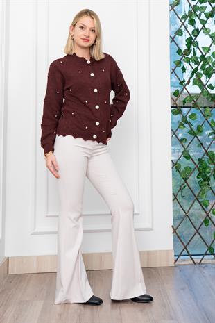 Trend Model Taşlı Yumoş Triko Hırka 25508