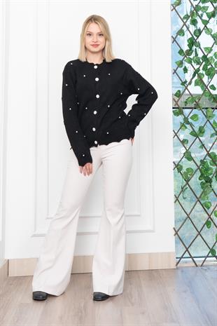 Trend Model Taşlı Yumoş Triko Hırka 25508