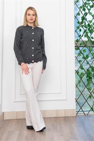 Trend Model Taşlı Yumoş Triko Hırka 25508