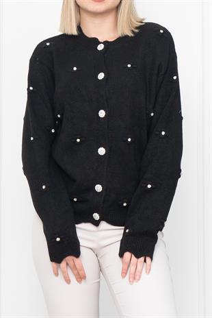 Trend Model Taşlı Yumoş Triko Hırka 25508