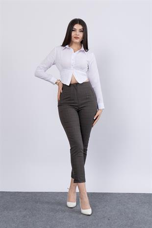 Trend Önü Pensli Zr Model Ekose Pantolon 30102
