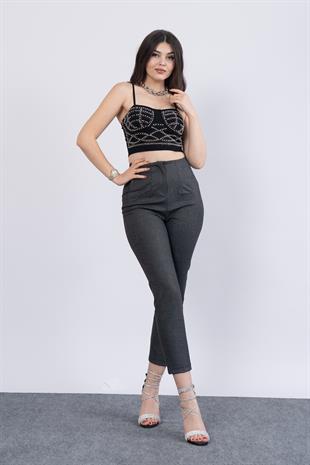 Trend Önü Pensli Zr Model Ekose Pantolon 30102