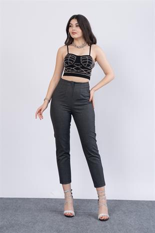 Trend Önü Pensli Zr Model Ekose Pantolon 30102