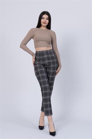 Trend Önü Pensli Zr Model Ekose Pantolon 30102