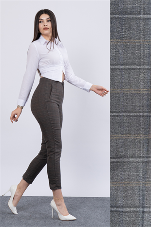 Trend Önü Pensli Zr Model Ekose Pantolon 30102