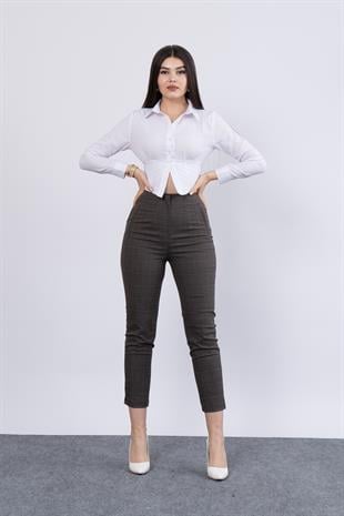 Trend Önü Pensli Zr Model Ekose Pantolon 30102