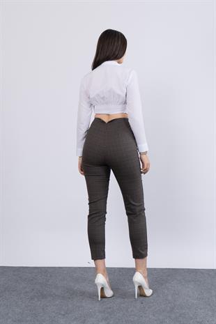 Trend Önü Pensli Zr Model Ekose Pantolon 30102