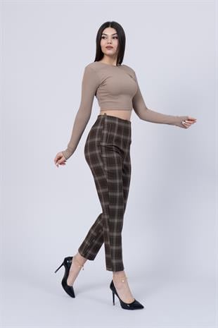 Trend Önü Pensli Zr Model Ekose Pantolon 30102