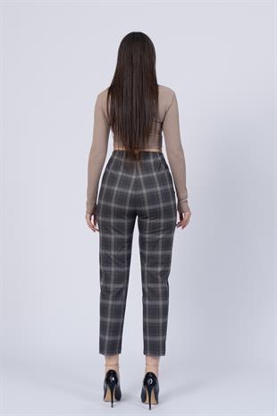 Trend Önü Pensli Zr Model Ekose Pantolon 30102