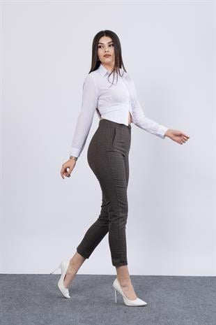 Trend Önü Pensli Zr Model Ekose Pantolon 30102