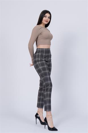 Trend Önü Pensli Zr Model Ekose Pantolon 30102