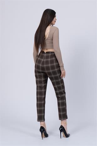 Trend Önü Pensli Zr Model Ekose Pantolon 30102