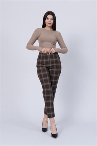 Trend Önü Pensli Zr Model Ekose Pantolon 30102
